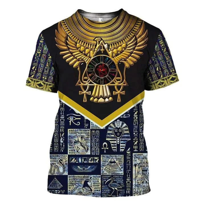 Egito anubis gráfico camiseta masculina para roupas masculinas 3d impresso verão topos de manga curta moda casual camisetas de grandes dimensões