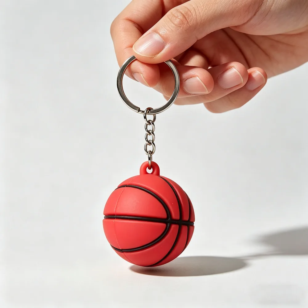 Modischer Kreativer Schlüsselanhänger Mini PVC Souvenir-Anhänger Schlüsselring Kreative Simulation Fußball Basketball Volleyball Tennis Rugby Geschenk – Detail 5