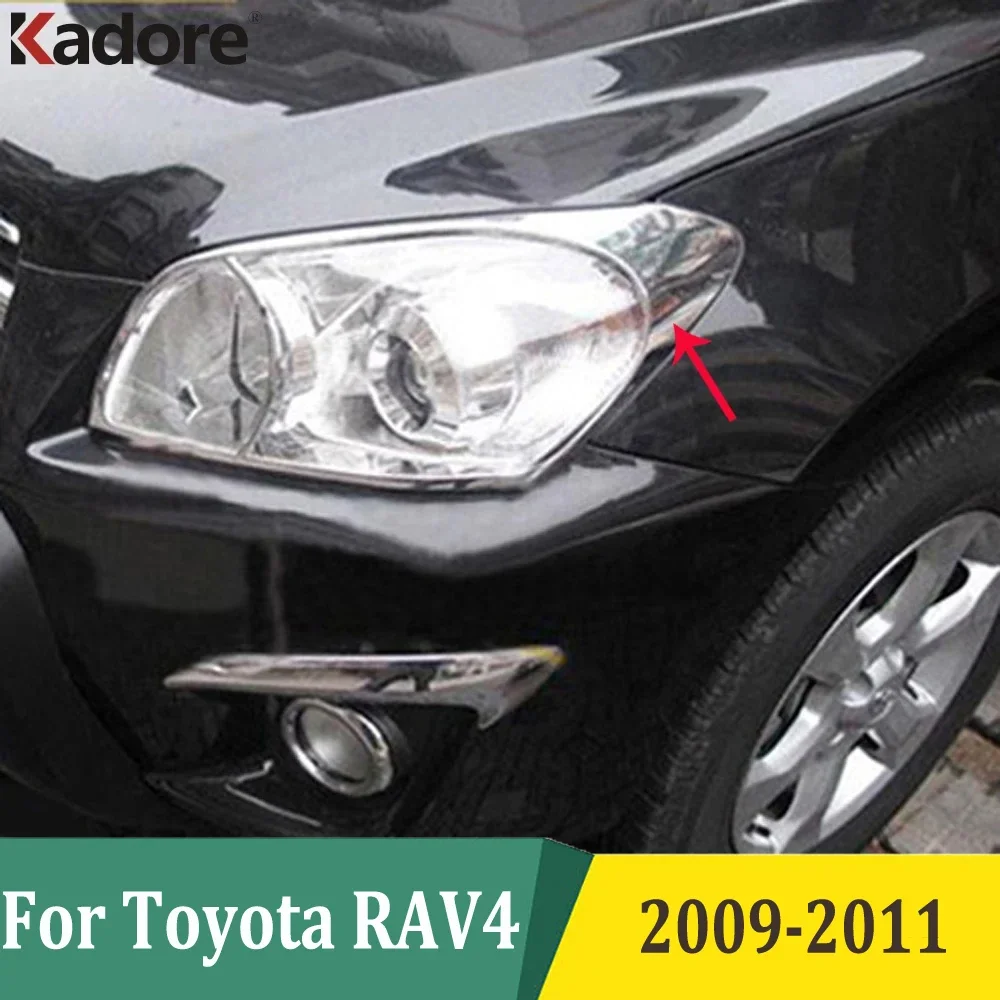 

For Toyota RAV4 RAV 4 2009 2010 2011 ABS Chrome Headlight Cover Trim Front Light Lamp Bezels Sticker Car Styling Accessories