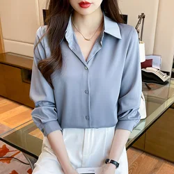 Women's Tops Professional Attire Shirt Solid Elegant Fashion Blouse Spring New Non-ironing Anti-Wrinkle Business Casual Shirt