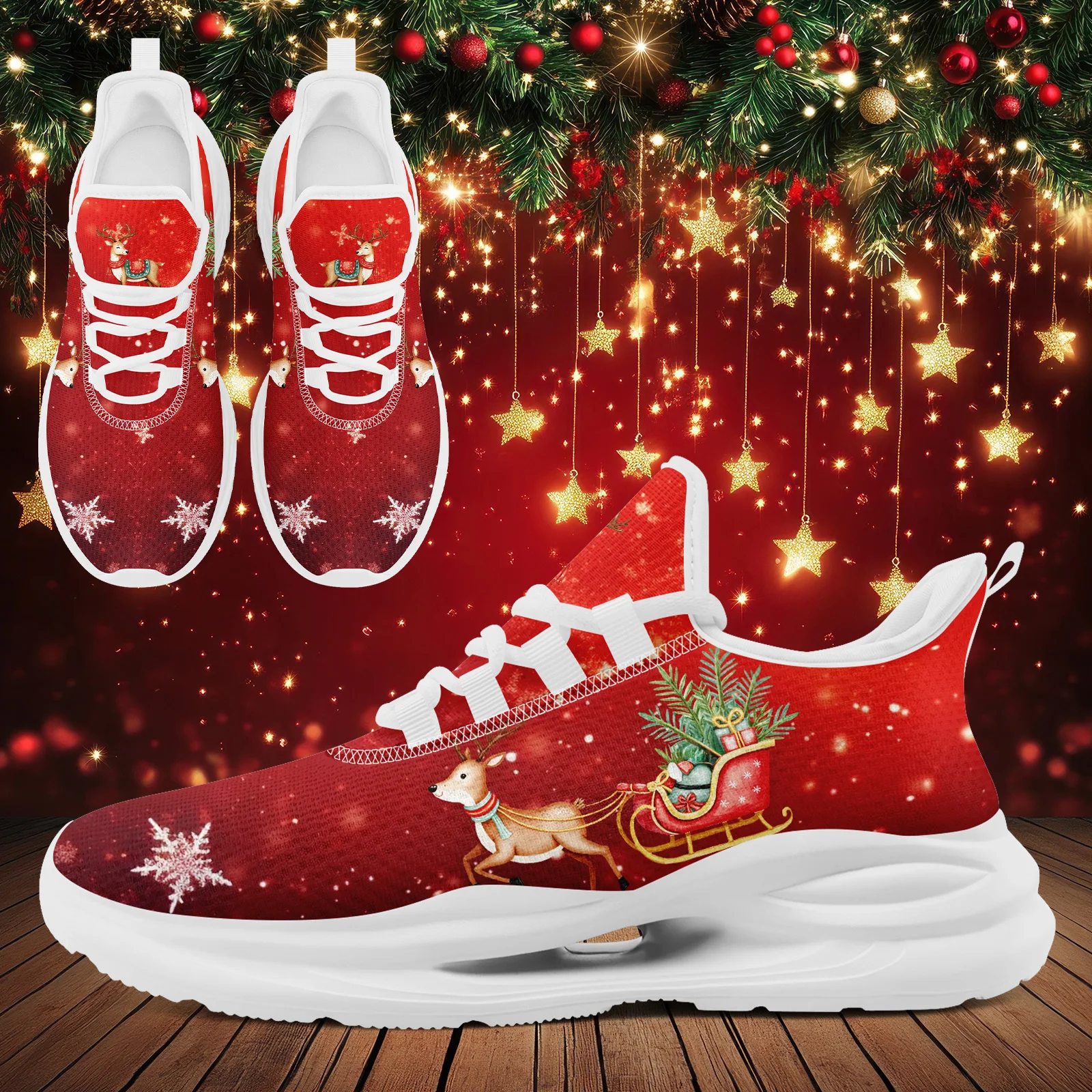 Custom Men'S Running Shoes Inspired By Christmas, Designed To Be Lightweight And Breathable For Everyday Workouts While Maintain