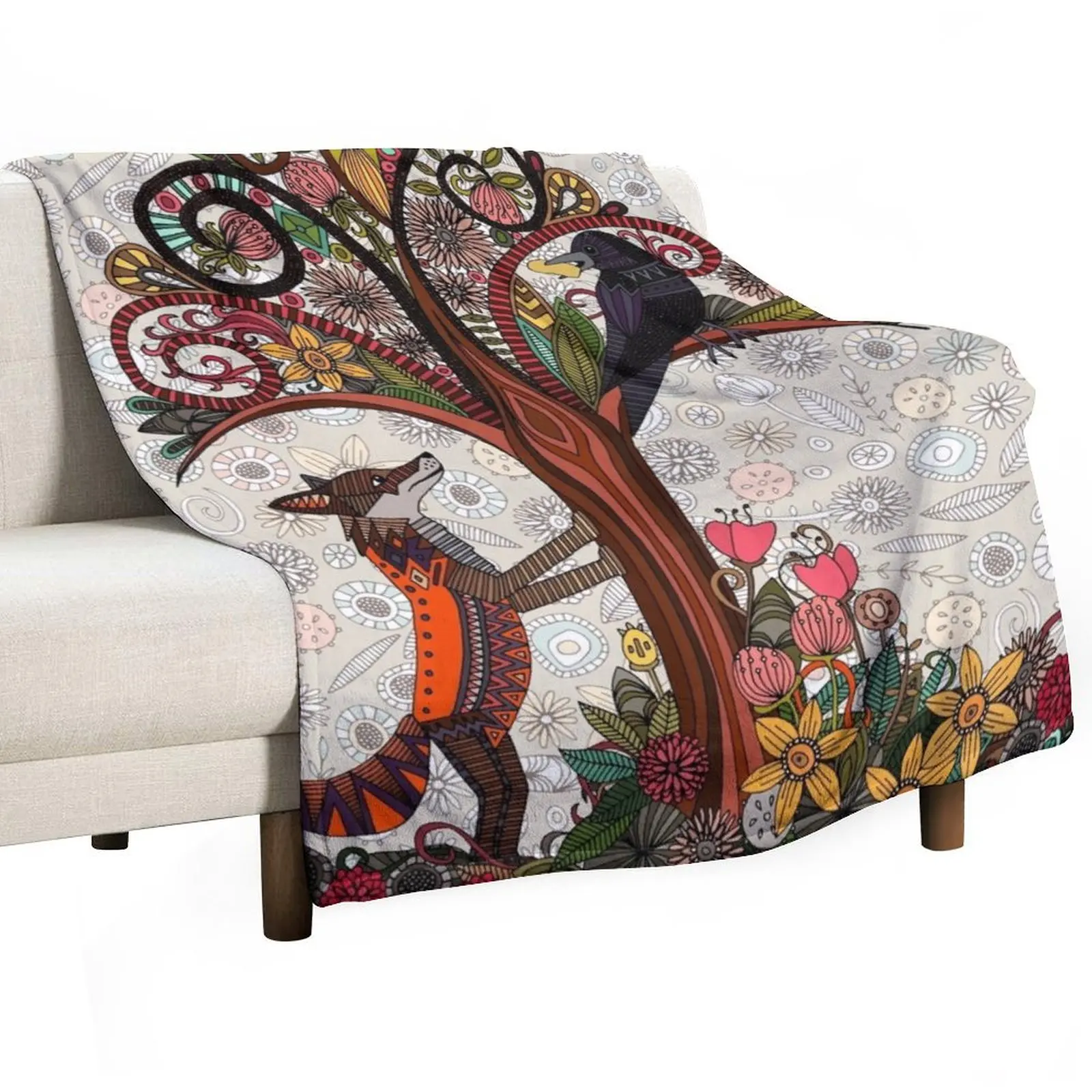 

fox and crow Throw Blanket Cozy Throw Blanket Birthday Gift for Him Her