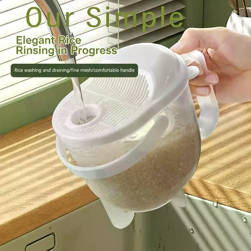 Multi-Purpose Rice Washing Drain Basket Free Hand Food Grade Strainer for Kitchen Pasta Rice Beans Washing Use