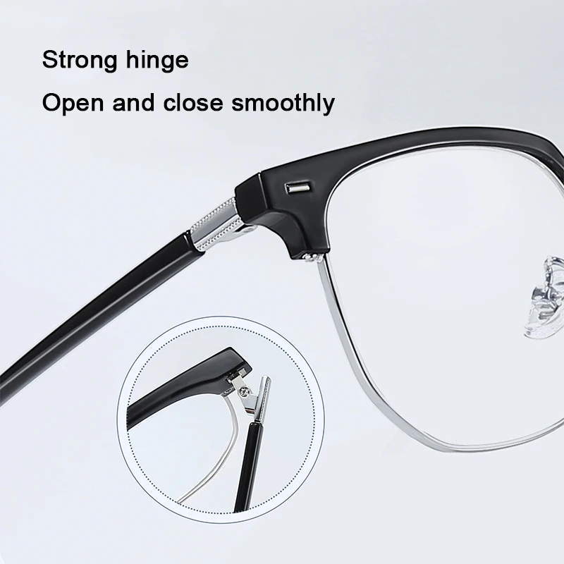 Anti-blue Light Optical Glasses Fashion Semi Rimless Men Women Myopia Reading Eyewear Photochromic Lenses With Recipe Eyeglasses - Image 2
