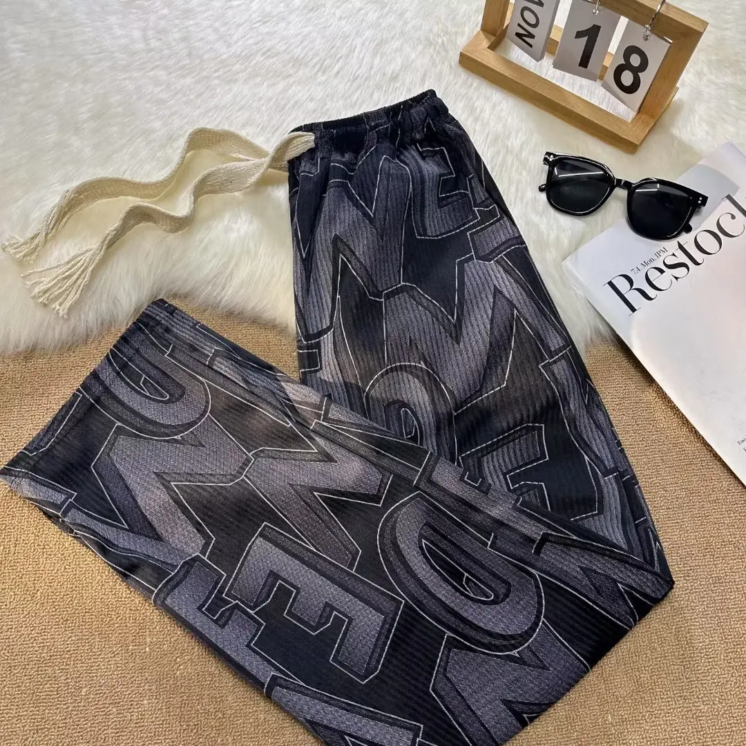 Trendy American Vintage Hiphop High Street Sports Women's Pants Letter Printing Baggy Trousers Y2k Sweatpants Korean Style