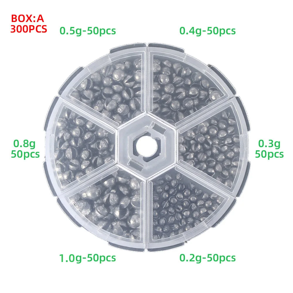 300pcs/box Fishing Round Split Ring Fishing Lead Sinker For Fishing Float Tackle Fishing Accessories