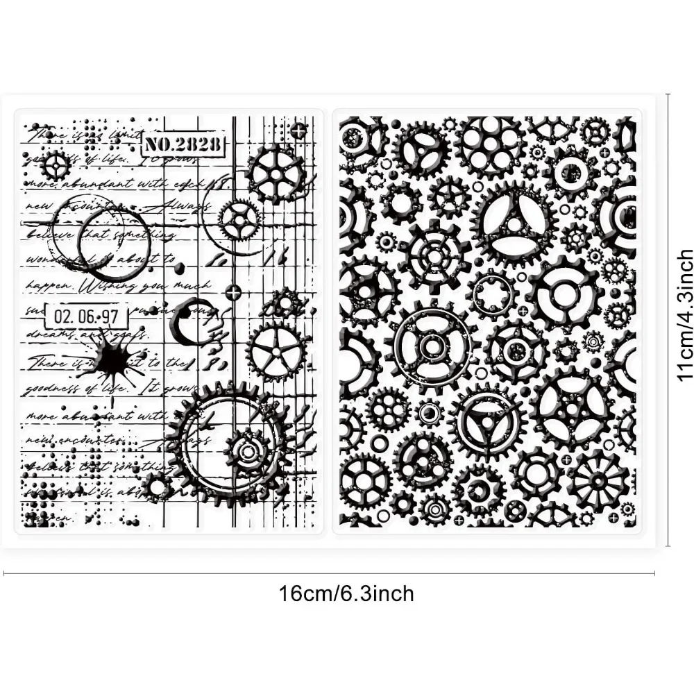 Mechanical Gears Clear Stamp Steampunk Silicone Clear Stamps Vintage Rubber Stamps for Scrapbook Photo Album DIY Card Hand