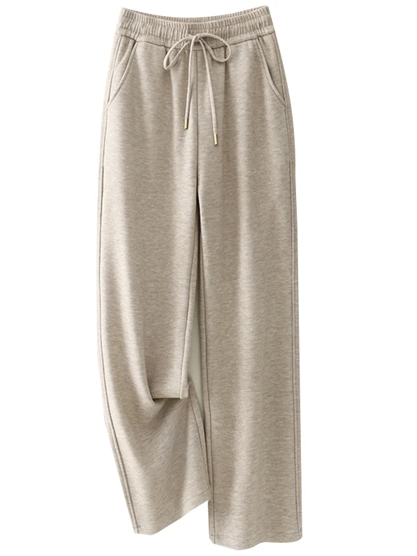 Pantaloni di lana a gamba larga a vita alta Pantaloni da donna autunno inverno con taglio dritto allentato casual drappeggiato Sle