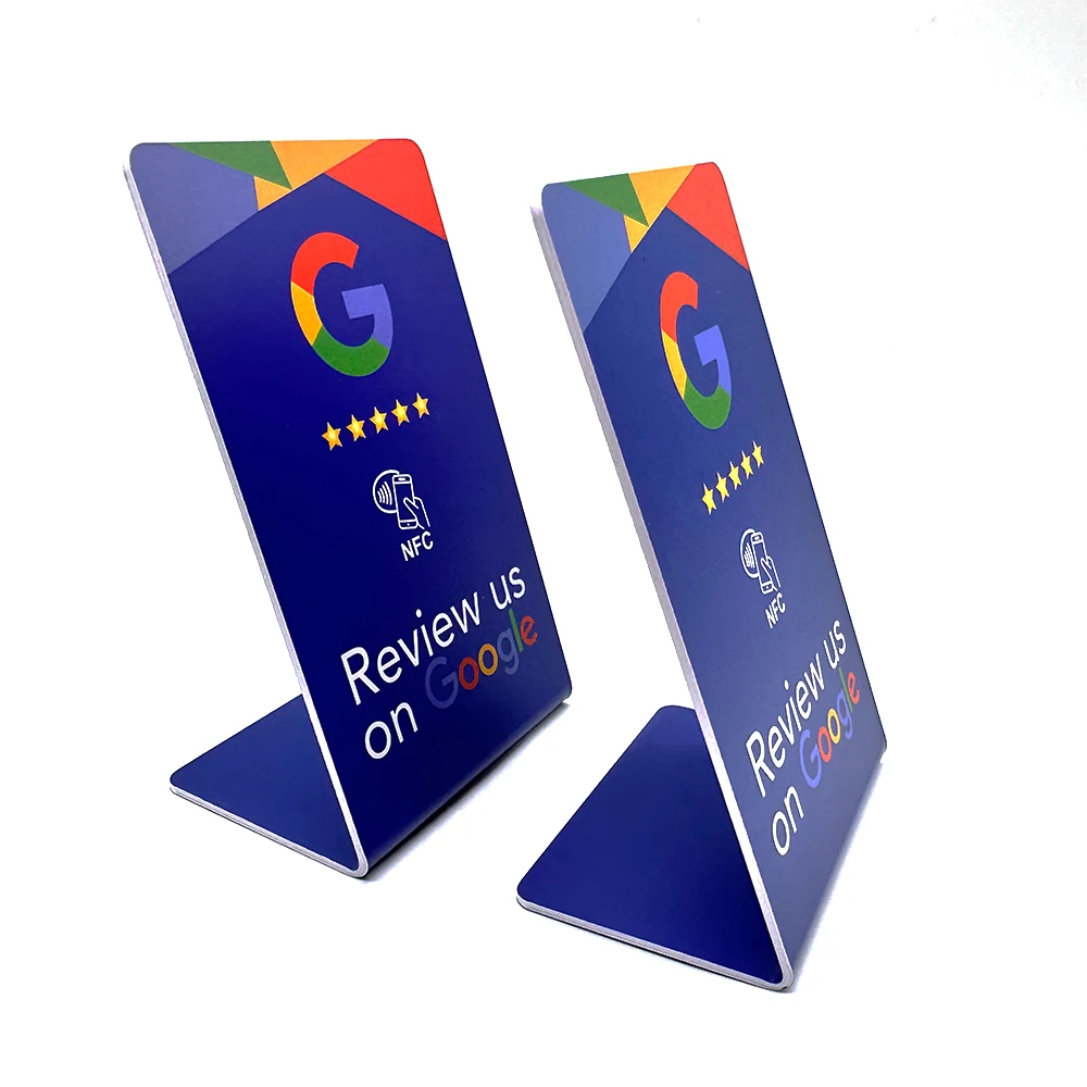 New NFC Google Reviews Bracket 13.56Mhz Programmable Google Review Card NFC station table bending Card Standing brand bracket