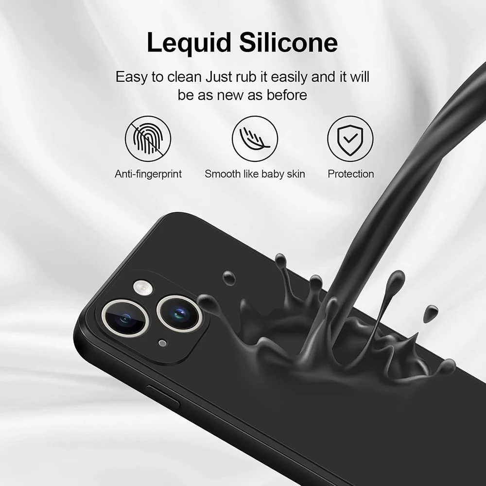 Black Shockproof Silicone TPU Phone Case For Iphone 11 12 13 14 15 Pro Max X Xs XR 8 7 6 Plus mini Protective Lens Cover Case