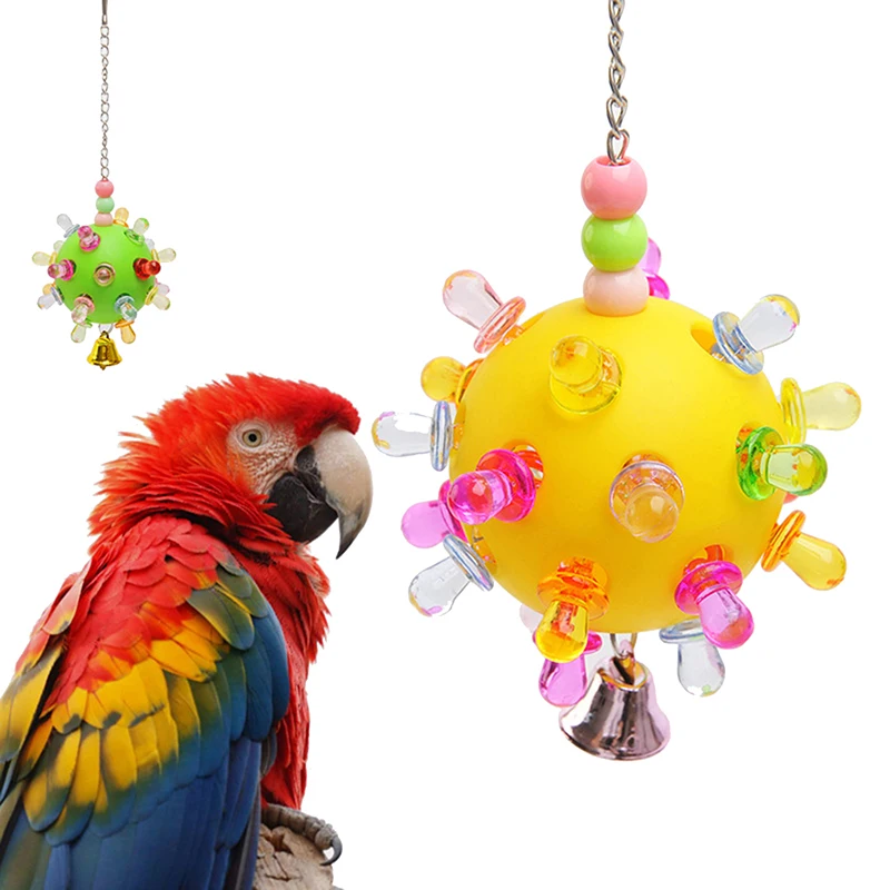 Colorful Ball Hanging Bird Toys Birds Cage Interior Decoration Parrot Grinding Mouths Relieve Boredom Training Ball Toys