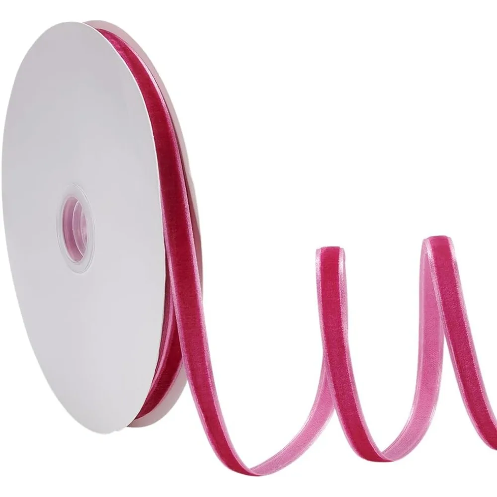 1 rollo de cintas de terciopelo para envolver regalos, hacer lazos, camelia, 3/8 pulgadas (10 mm), 20 yardas/rollo