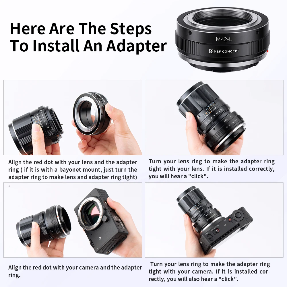 K&F Concept M42-L Mount Adapter Ring for M42 Mount Lens to Leica Camera Body for Panasonic Lumix S1 S1R S1H ,Leica SL SL2 T TL