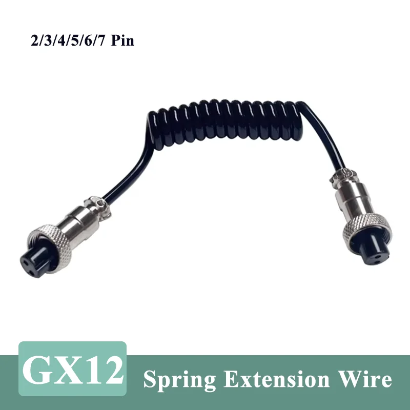 GX12 2/3/4/5/6/7pin Aviation Plug Spring Wire Female to Female Head Telescopic Line gx12 Straighten 30/50/100cm Spiral Cable