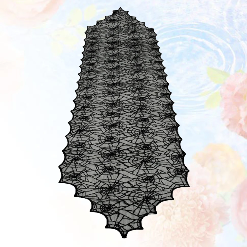 

Spider Web Tablecloth Lace Pattern Runner Strip Flag Halloween Runners for Tables
