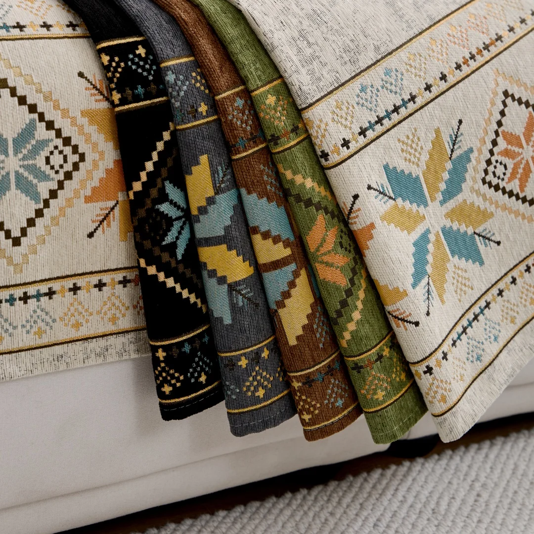 1 Stück Bohemian Jacquard Chenille Sofa Handtuch Boho Stil Sofabezug für alle Jahreszeiten Wohnzimmer Couch Möbelschutz Dekor – Detail 5