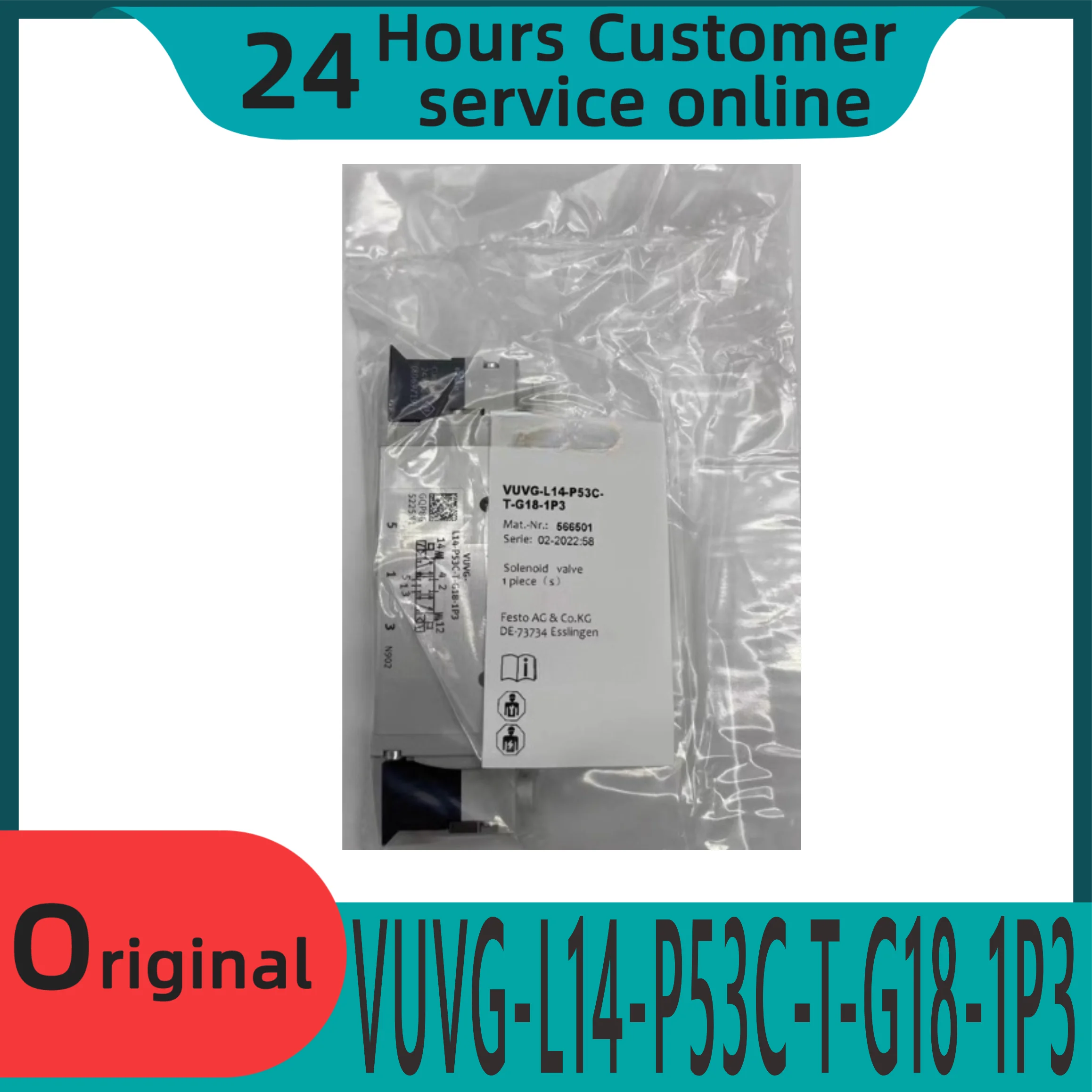 

Brand new original solenoid valve VUVG-L14-P53C-T-G18-1H2L-W1 577320 566501