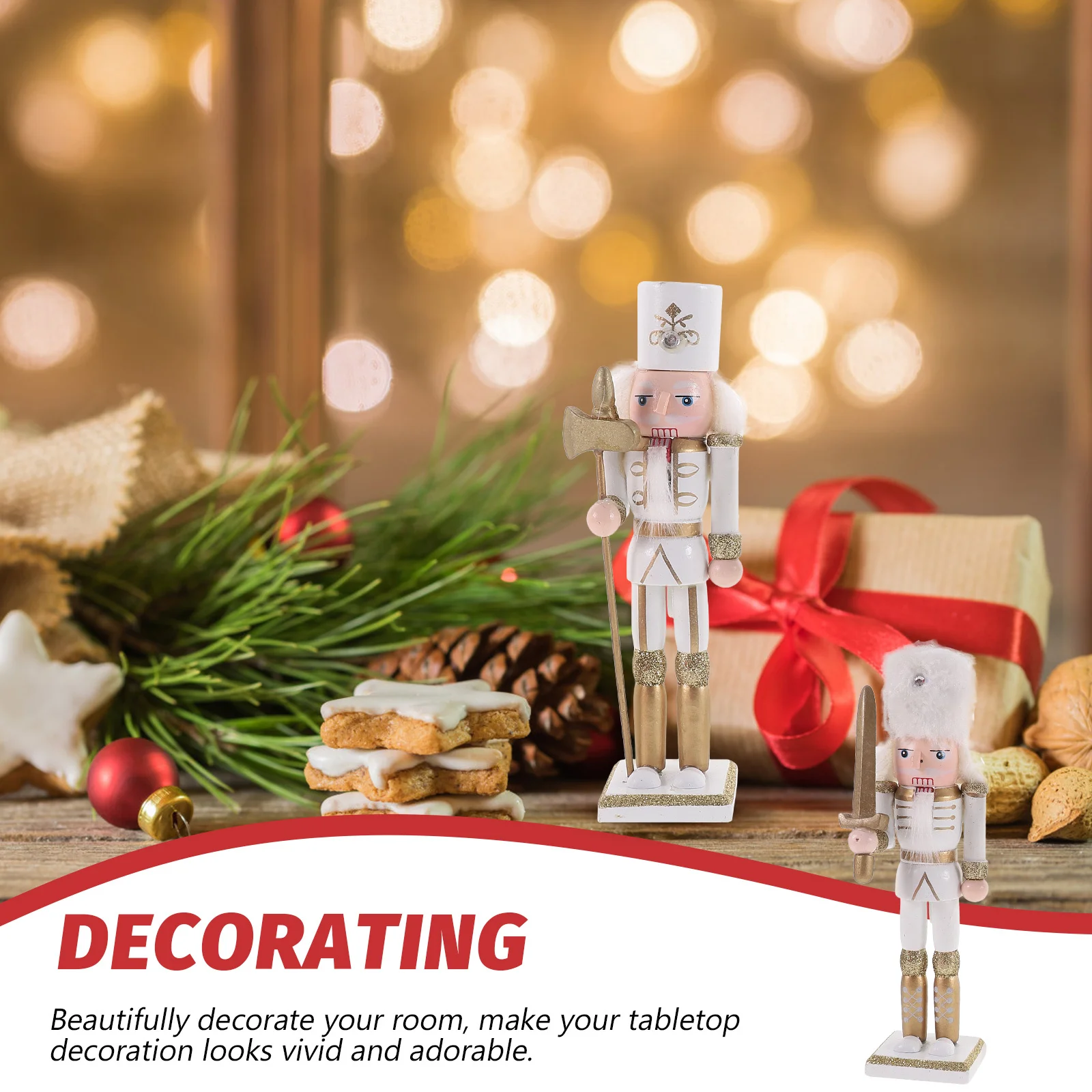 

4Pcs Nutcracker Ornament Wood Craft Decor for Holiday Tabletop Decoration Christmas Gift Idea Festival Room Adornment
