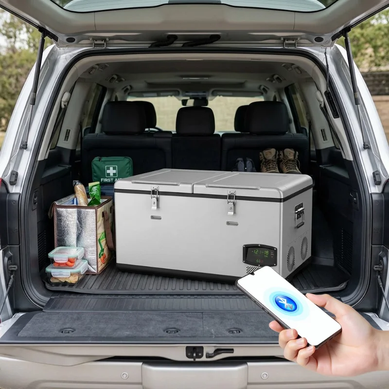 75L 79QT Dual Zone Portable Vehicle Fridge, App Control, 12V/24V For Car, 100-240V For Home
