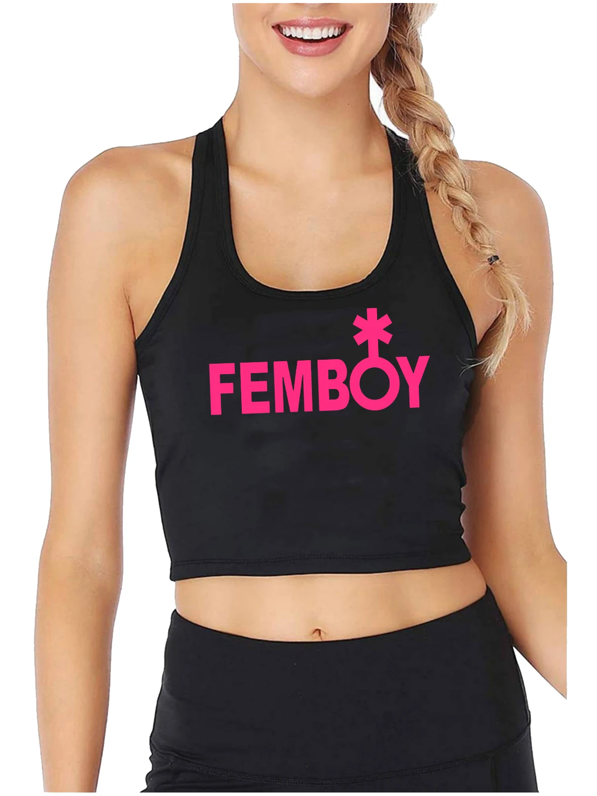 

Femboy Non Binary Pride Organic Y2K Tank Tops Fun Flirty Style Sexy Slim Fit Crop Top Summer Cotton Sports Training Camisole