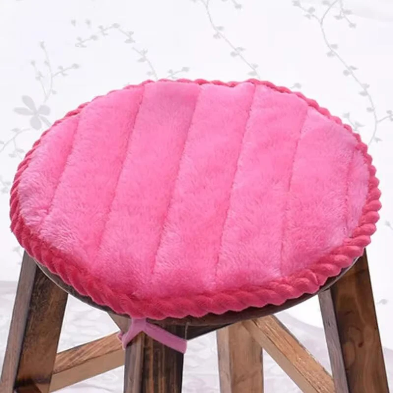 Simple Style Solid Color Anti-slip Stool Pads Autumn Winter Plush Round Shape Cushion Modern Home Decoration Thicken Seat Mat