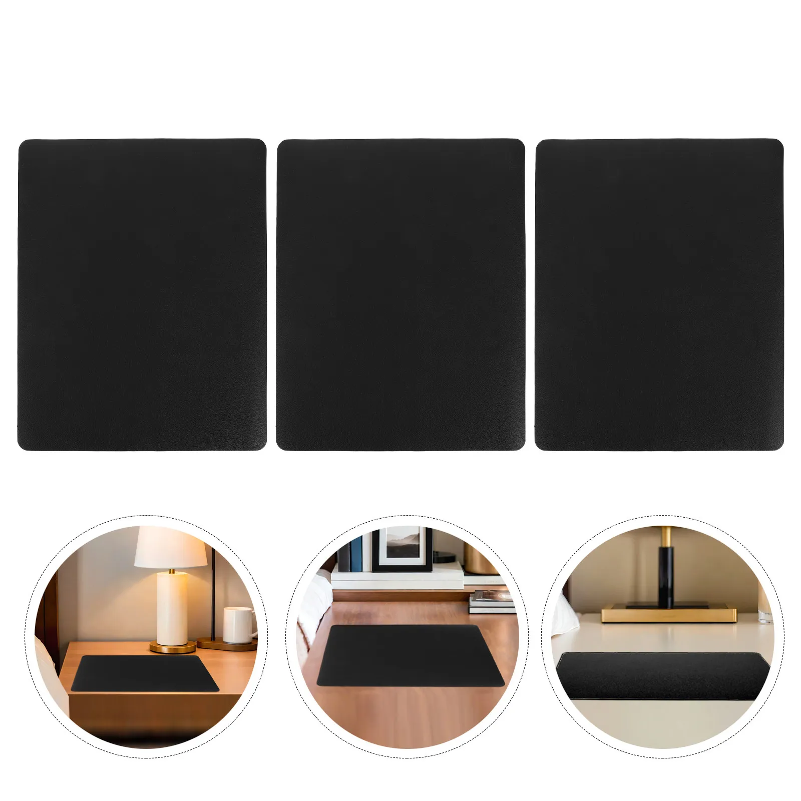 3Pcs PU Bedside Table Mat Nightstand Protector Heat Resistant Waterproof Non-Slip Night Stand Cover Double Sided Side