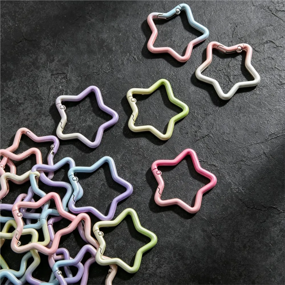 5PCS Gradient Star Shape Spring Ring Clasp Colorful Alloy Openable Key Rings for DIY Jewelry Bag Charms Keychain Making Supplies - view 4