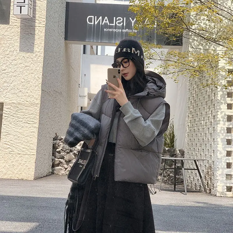 

Осень-зима 2022, новое женское элегантное пальто без рукавов с капюшоном, утепленное теплое и свободное пальто-парка Waiver