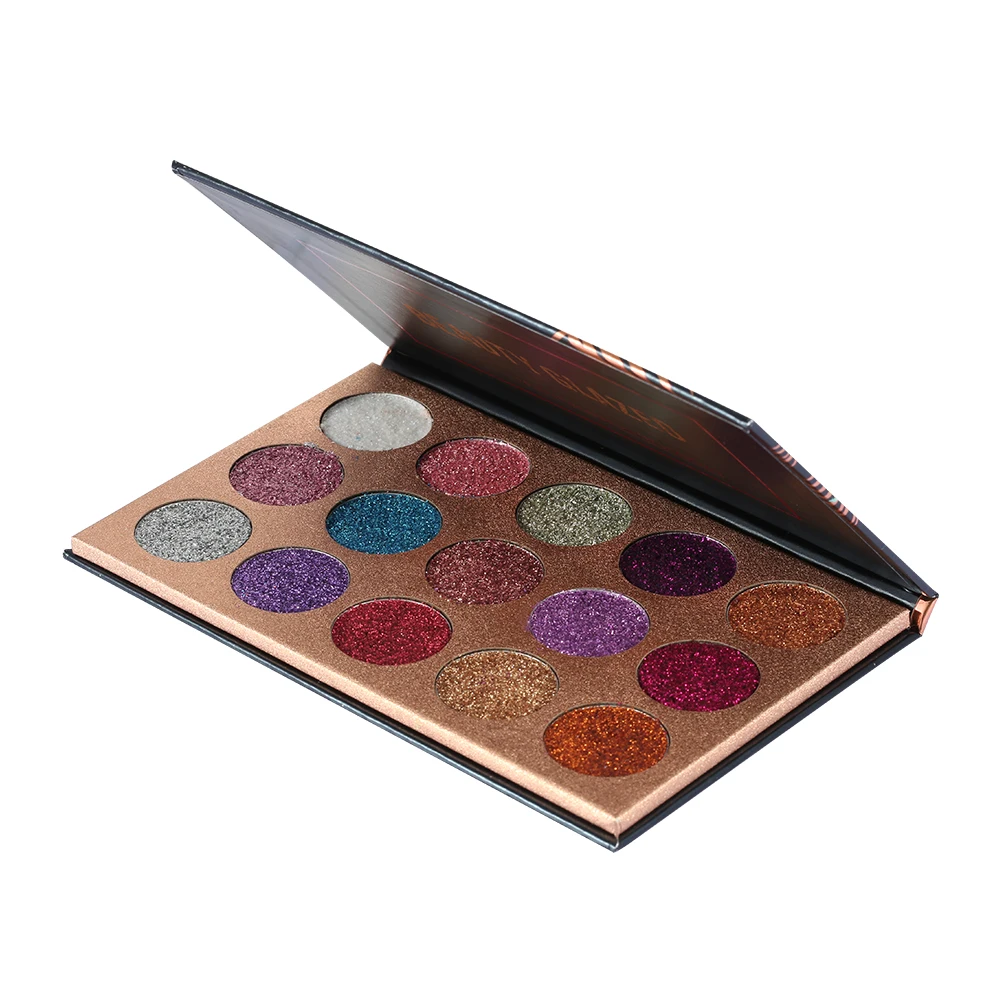 Paleta de sombras de ojos Beauty Glazed, 15 colores, brillo, tono de piel múltiple, adecuada, paleta de sombras de ojos neutras cálidas para mujeres