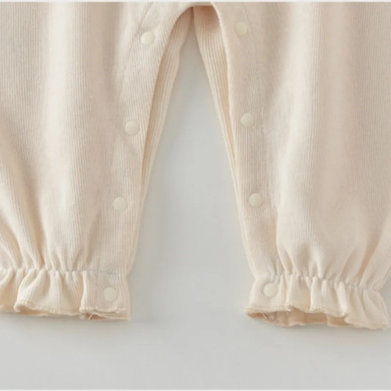 0-2J Herbst Baby-Body mit Blumenstickerei, Spitze, Peter-Pan-Kragen, Baby-Mädchen-Jumpsuit, weiche, knochenlose lange Hose, Kleinkindkleidung – Detail 6