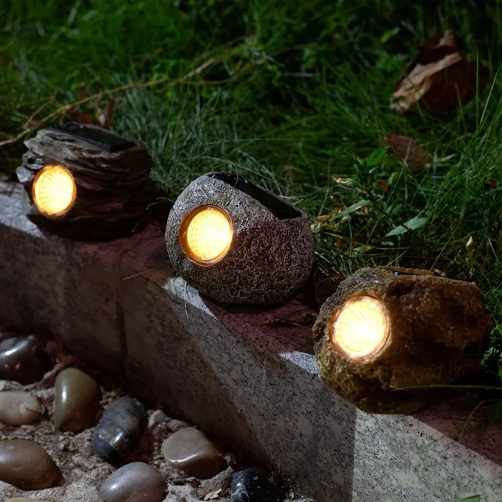 

Solar Stone Lamp Brown Resin Material Solar Powered Garden Light Outdoor Decor Yard Lights LED Energy Saving Creative Shape