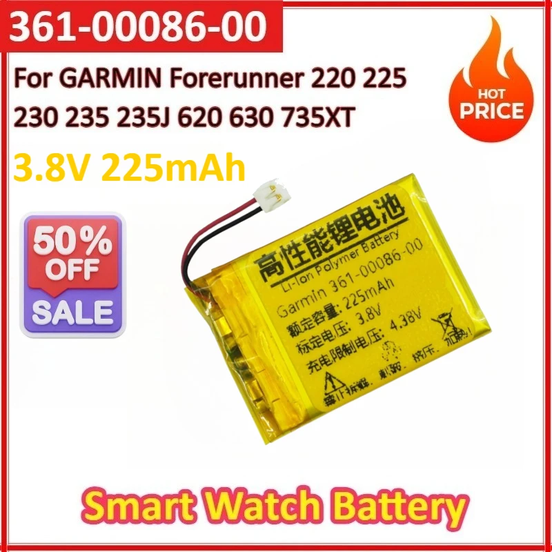 

New 361-00086-00 3.8V 225mAh Smart Watch Battery Replacement Battery for GARMIN Forerunner 220 225 230 235 235J 620 630 735XT
