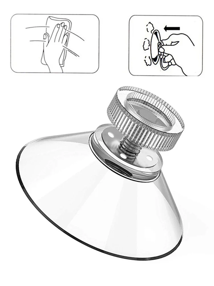 Transparent 45mm Suction Cup Thread Rubber Sucker With Nut For Acrylic Sign Holder Wall Mounting Home Garden Decor