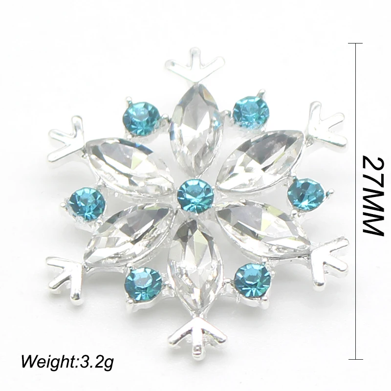 

10pcs 27MM Color Snowflake Shaped Alloy Shiny Rhinestone Buckle Handmade Christmas Card Gift Box Decoration Accessories