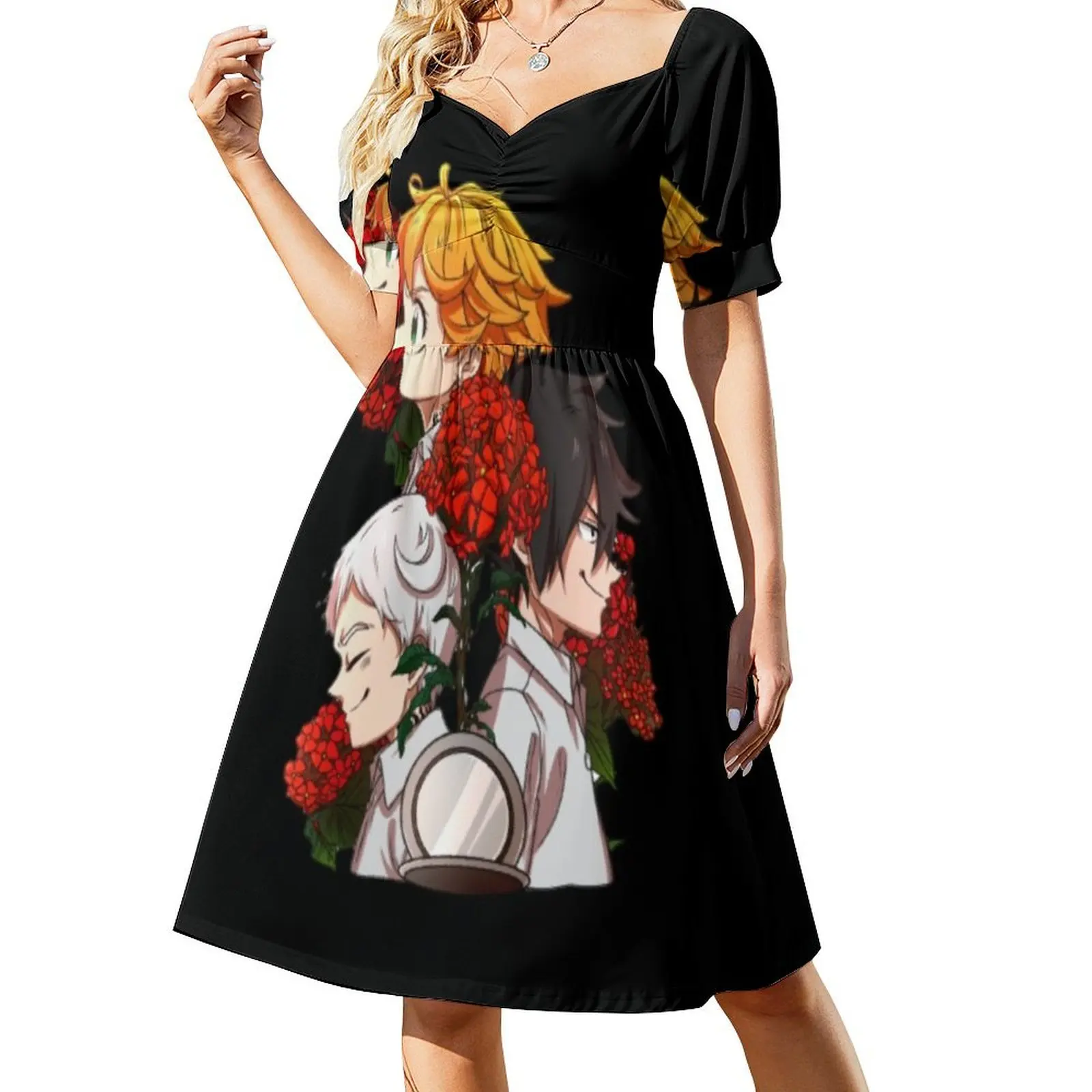 

The promised neverland norman, ray, and emma. Short-Sleeved Dress wedding dresses for woman evening dresses women