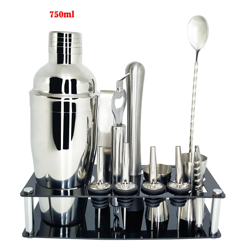 stainless steel shaker coctail shaker set Shaker kit boston shaker jigger muddler kit bartender barman accessories minibar