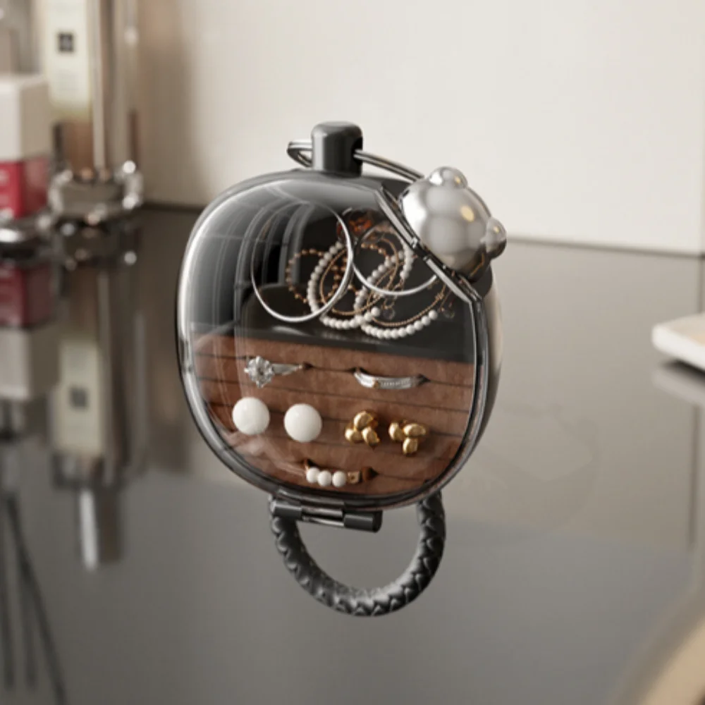 

Mini Jewelry Storage Box Trinkets Storage Jewelry Display Portable Travel Organizer Transparent Ring Storage Case Keychain