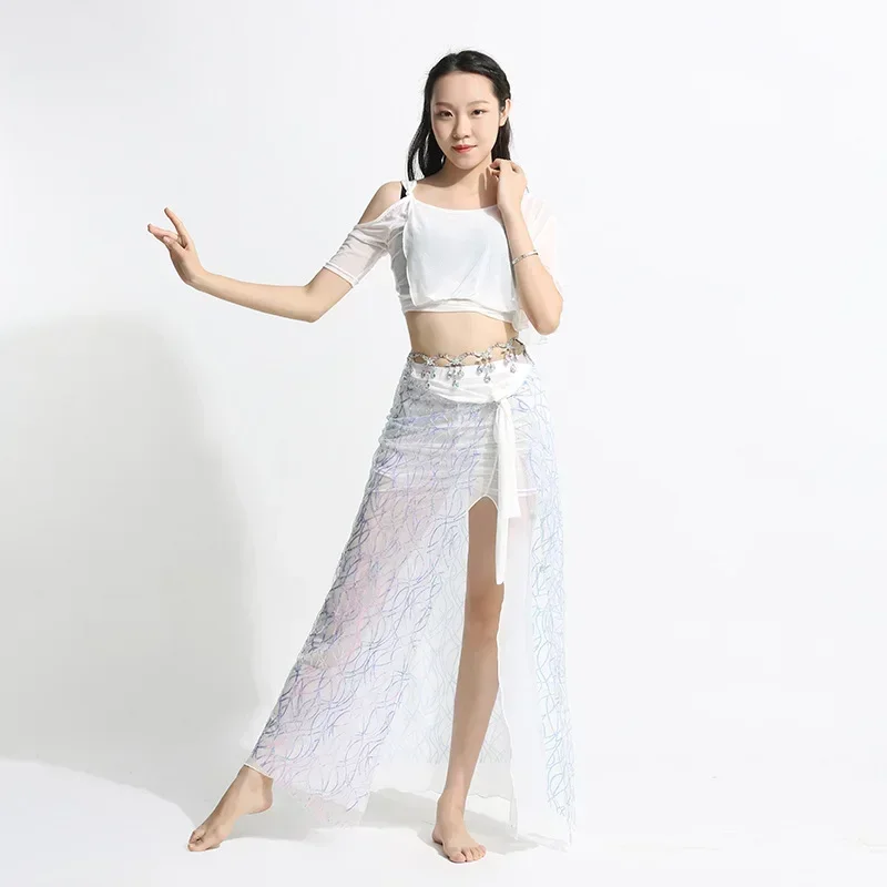 زي رقص شرقي للنساء ، بلوزة نسائية مكشوفة الكتفين ، فستان مثير بفتحة ، ملابس رقص ، بدلة مسرح ، جديد ، 2 ، ،