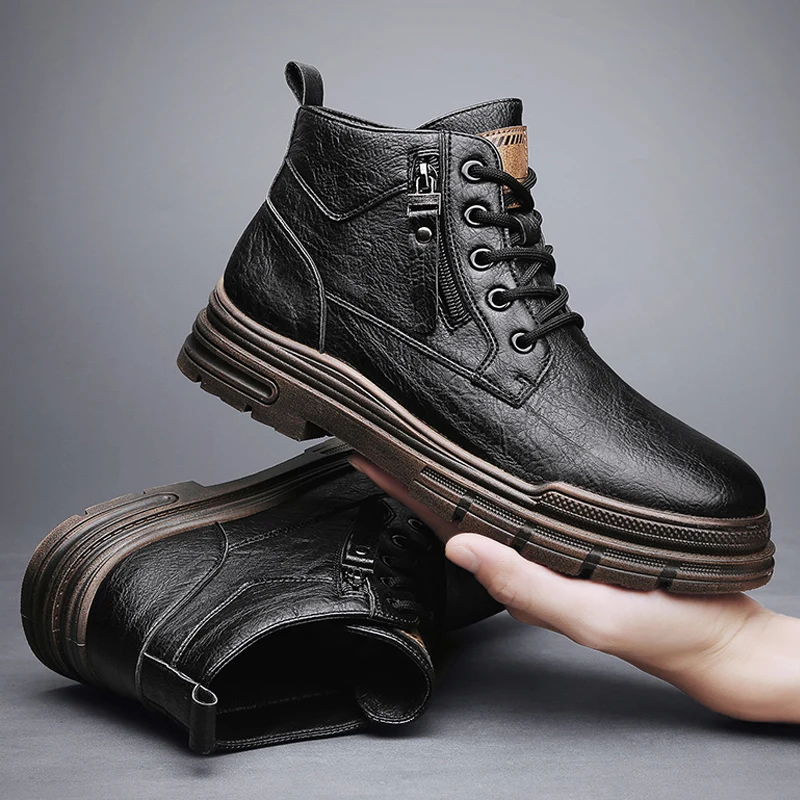 

Mens Boots Casual Ankle Winter Shoes Cowboy Chelsea Combat Tactical Leather Motorcycle Outdoor Hiking Work Luxury Designer