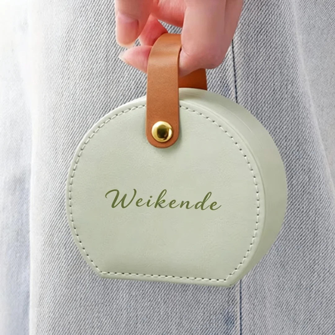 20Pcs Custom Logo Half Circle Jewelry Pu Leather Case Portable Wedding Travel Princess Cosplay Handbag Storage Girl Barbie Ring