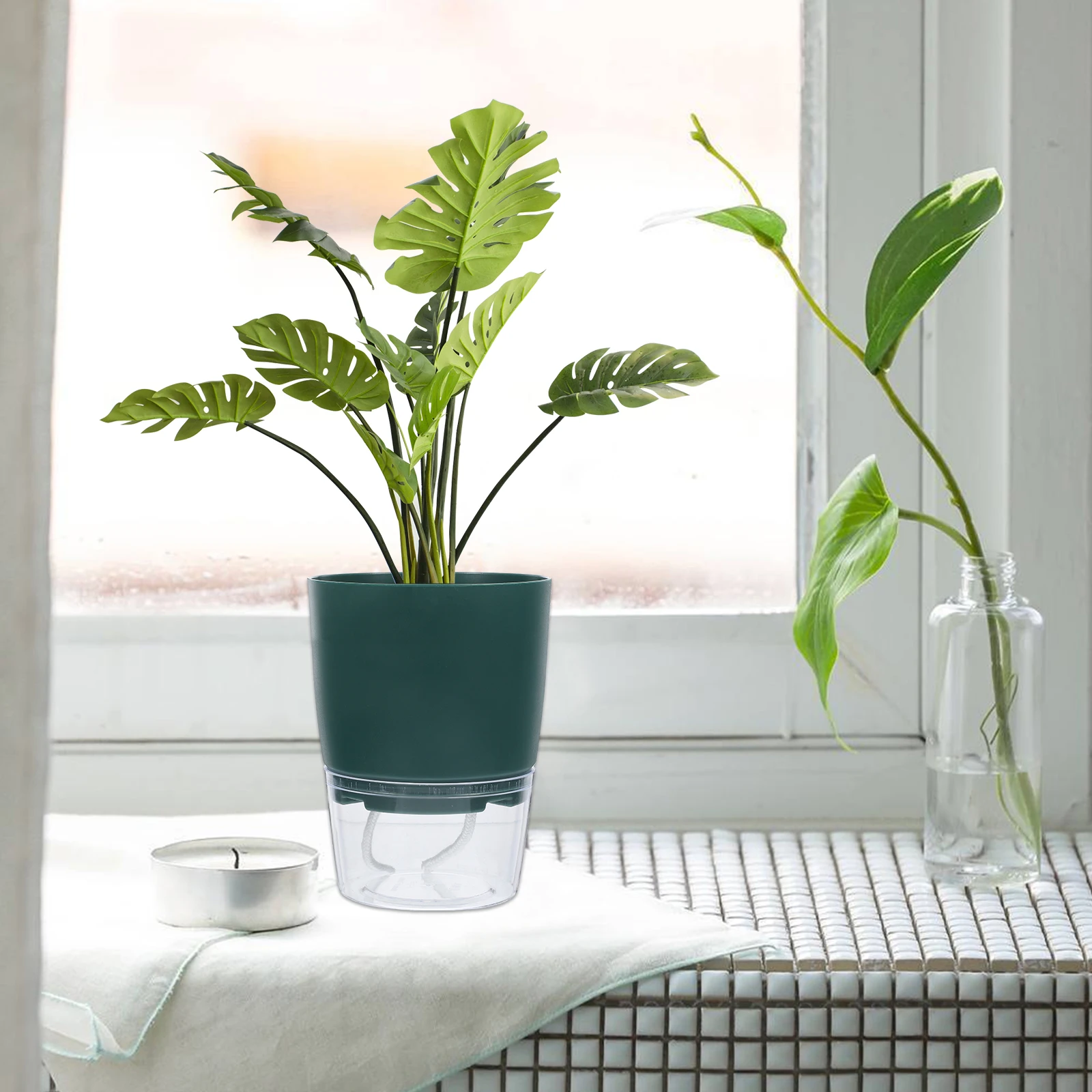 

Absorb Water Automatic Absorbent Flower Pot Pots for Indoor Plants Planter Plastic Transparent Self-watering