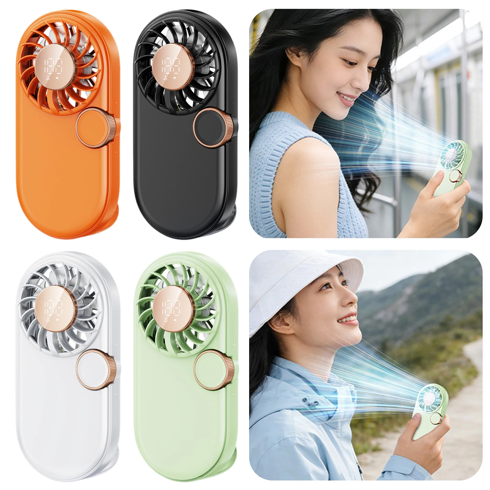 1200mAh Handheld Mini Pocket Fan Speed Adjustable USB Rechargeable 100 Level Quiet Travel Cooling Fan For Summer Outdoors