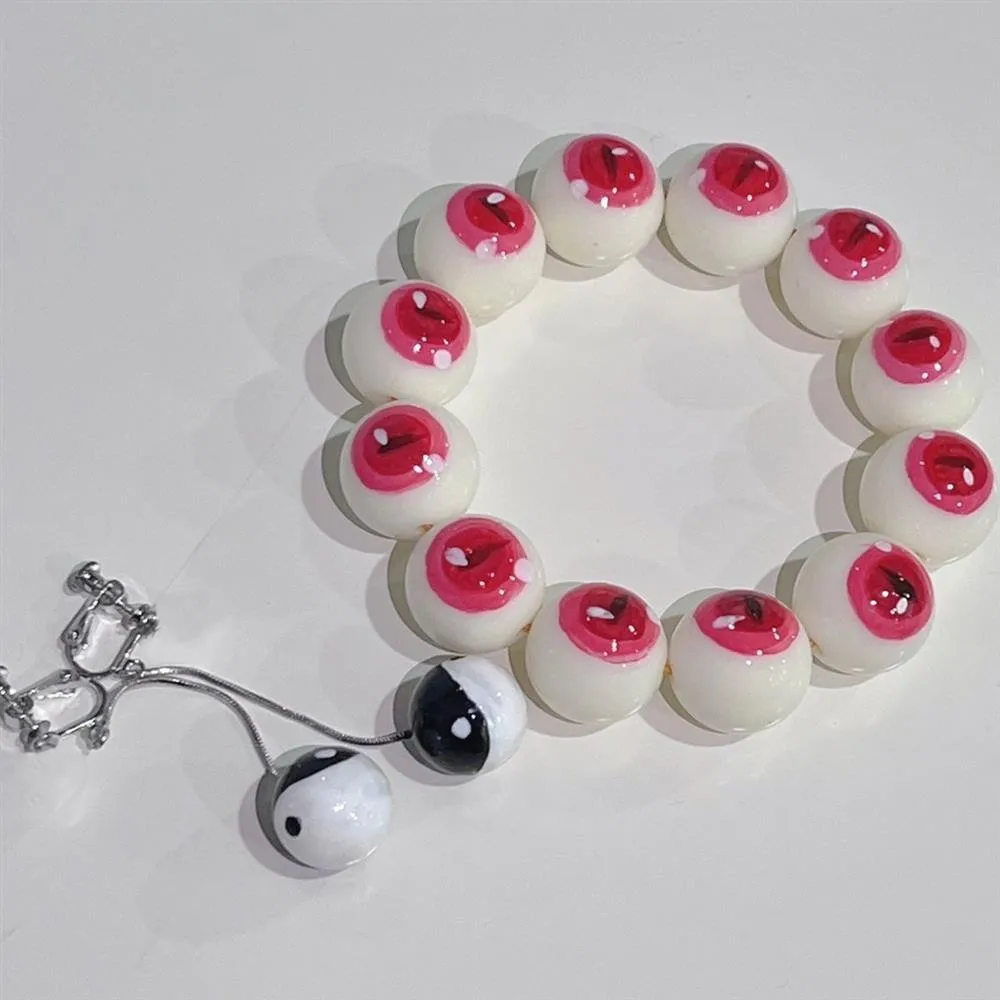 Medicine Finger Bracelet, Cos Bracelet Props, Hand Rope, Prayer Buddha Beads, Candy Colors, Red Eyes, Round Red Gifts