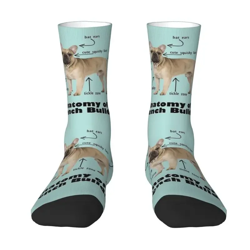 Novelty Men's Anatomy Of A French Bulldog Dress Socks Unisex Comfortable Warm 3D Print Pet Dog Puppy Crew Socks