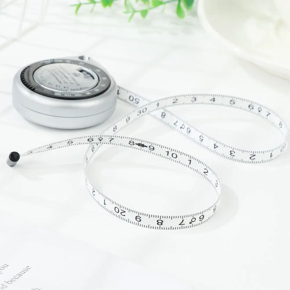 Push-Button Retract Weight Loss Muscle Fitness Calculator Body Mass Measure Measuring Tape Ruler 150cm
