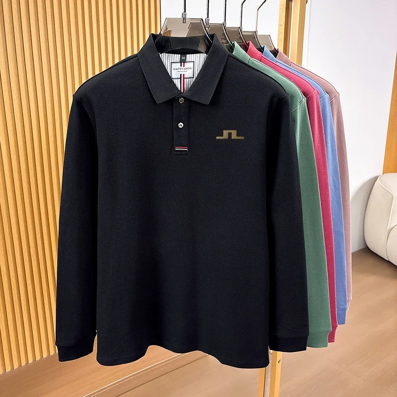 100% Baumwolle Herren Langarm-Poloshirt mit Kragen und Knöpfen, Exquisitem Musterdruck, Neues Herbst-Poloshirt, Business Casual Herrenbekleidung – Detail 16