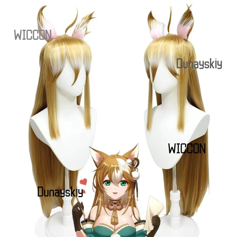 Genshin Impact Ms Hina/Gorou 코스프레 의상 가발 헤어 액세서리 및 신발이있는 의상 여성용 할로윈 카니발 슈트