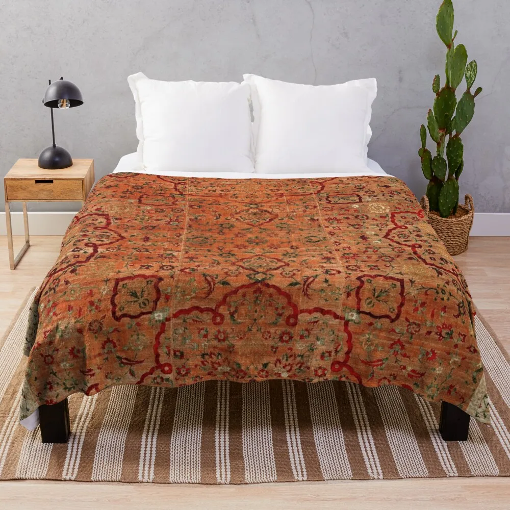 

17th Century Velvet and Silk Carpet Print Throw Blanket Flannel Blanket Weighted Blanket Hairy Blankets