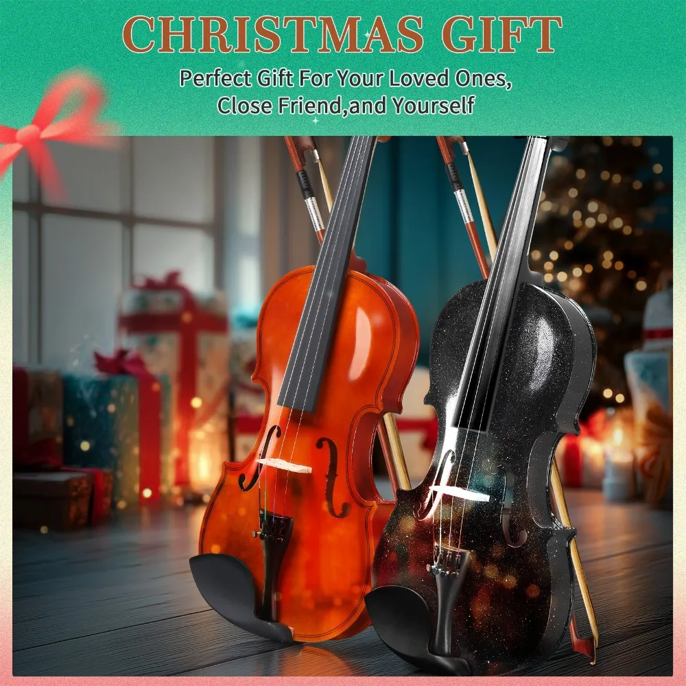 

1/2 1/8 1/4 3/4 4/4 Basswood Natural Acoustic Violin Fiddle Set w/Case Bow Rosin