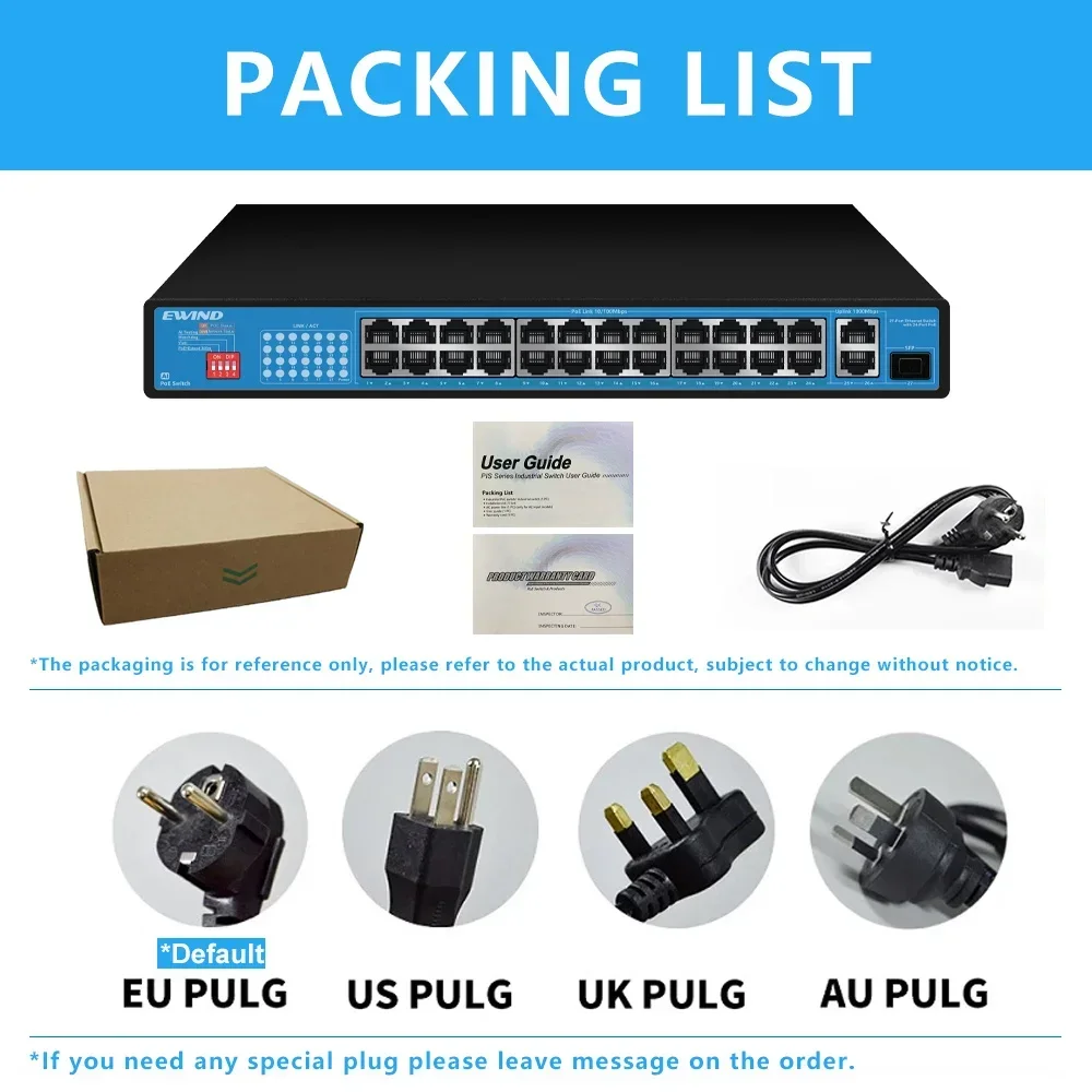 New multi-port 16/24 Ports 10/100/1000Mbps Ethernet Switch Support AI intelligent repair For IP Camera for home NVR POE Switch